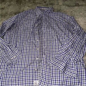 Peter Millar Navy and White Plaid Men's Shirt
